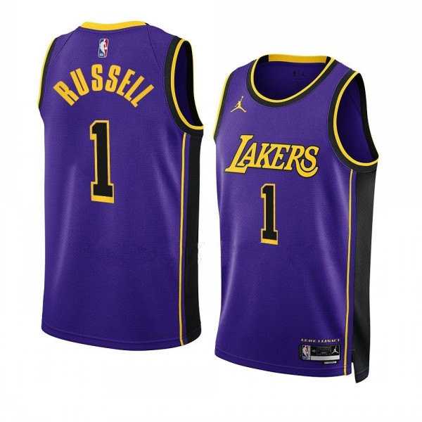 Men's Los Angeles Lakers #1 D'Angelo Russell Purple Stitched Basketball Jersey Dzhi